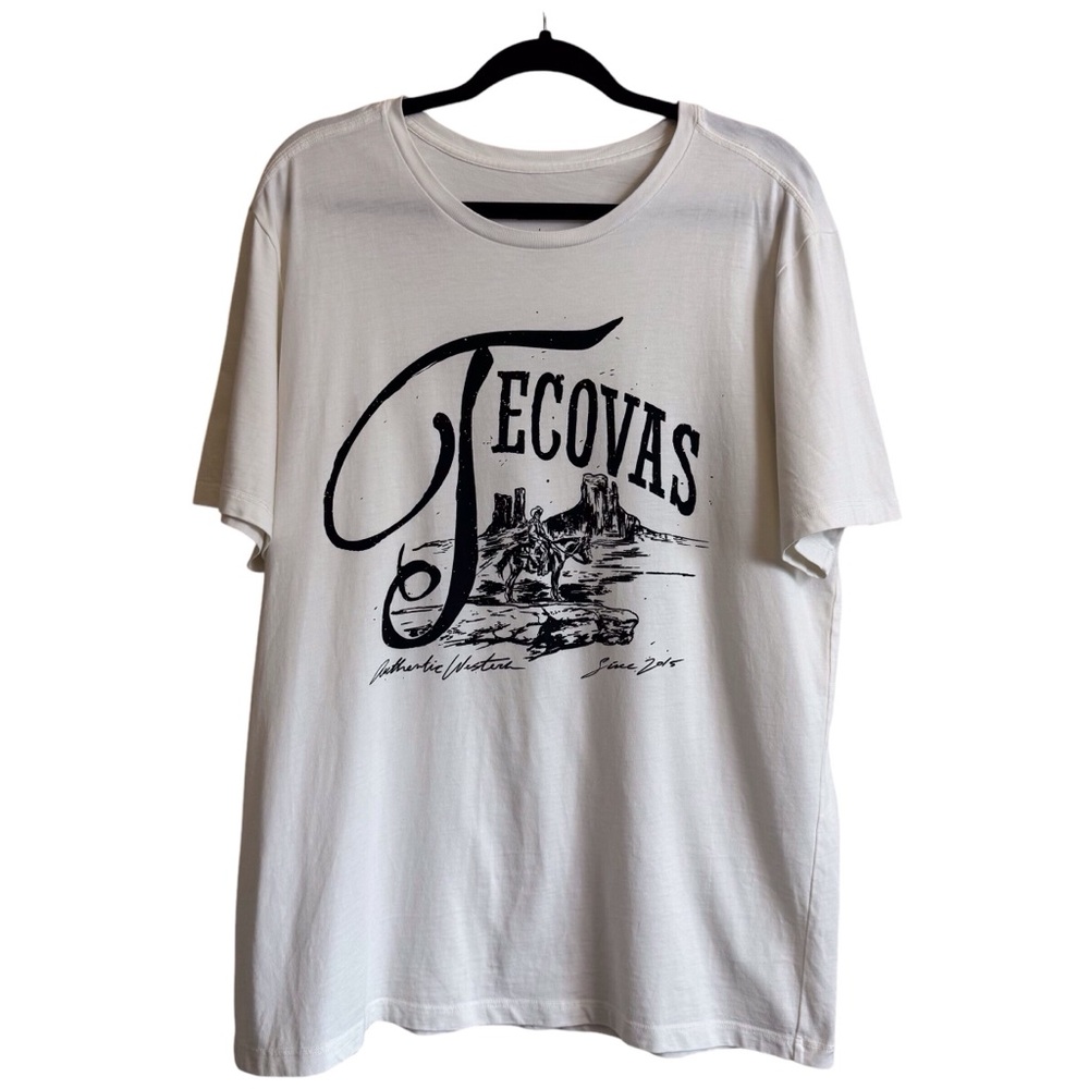 Tecovas White Short Sleeve Graphic Tee with Black Print